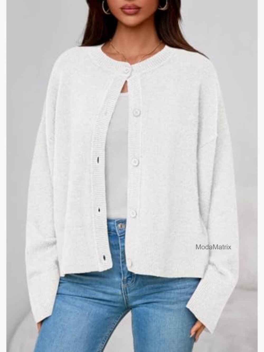 Oversized Puff Long Sleeve Button Up Cardigan Sweater Chunky Casual Fall - Picture 3 of 7